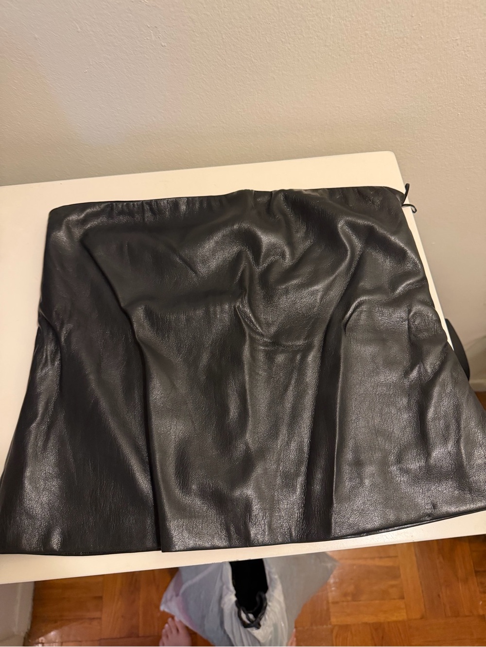 Good American Black Faux Leather Mini Skirt